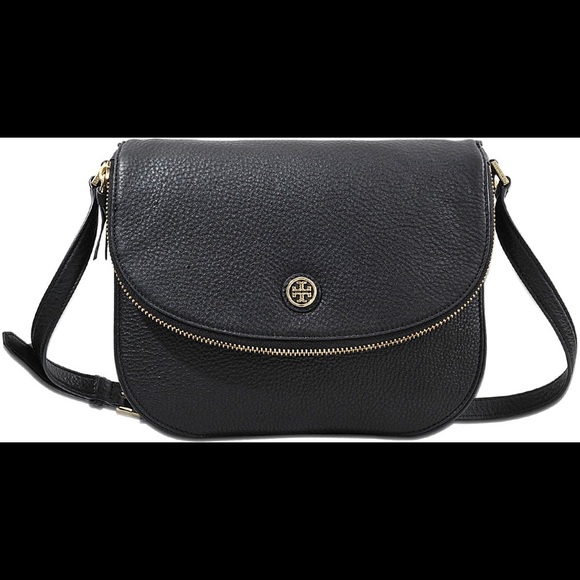 Tory Burch Robinson Pebbled Messenger Bag - Black - Picture 1 of 5